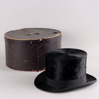 Vintage Zylinder Hut aus Filz U. 59 cm der 1920er Jahre