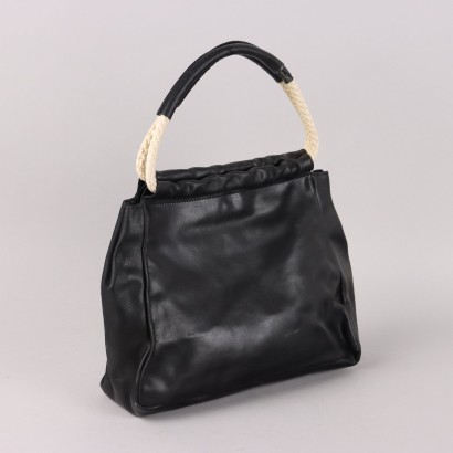 Sac Furla Vintage en Cuir Noir Poignets en Corde