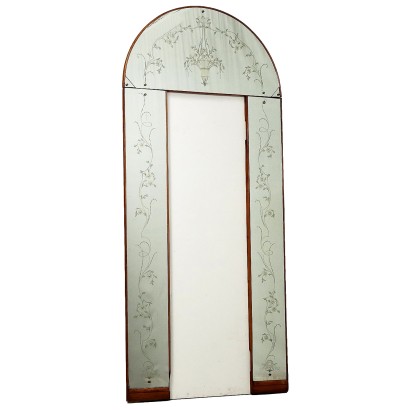 Vintage 1950s Portal with Mirror Wooden Frame Italy