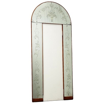 Portail Vintage avec Miroir en Bois et Verre Italie Années 50