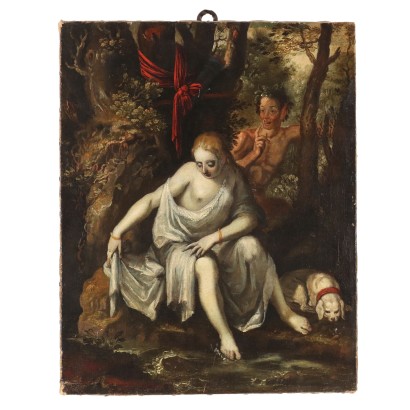 Antikes Gemälde mit Mythologischer Szene Öl auf Leinwand XVIII Jhd