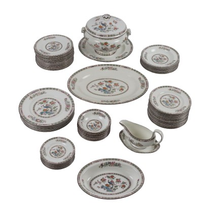 Antique Dish Set Wedgwood Kutani Crane Porcelain XX Century