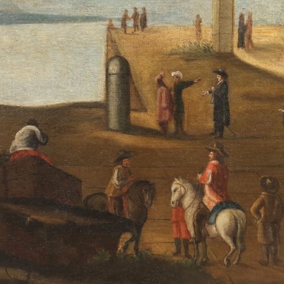 Peinture avec architecture et personnages, Paysage avec architecture et personnages