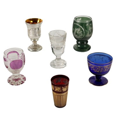 Groupe de 6 Verres Anciens en Verre Italie XIXe-XXe Siècle