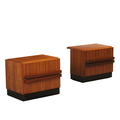 Pair of Vintage 1960s Bedside Tables Exotic Wood Italy