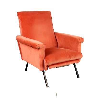 Fauteuil Vintage en Métal et Velours Italie Années 1960-1970