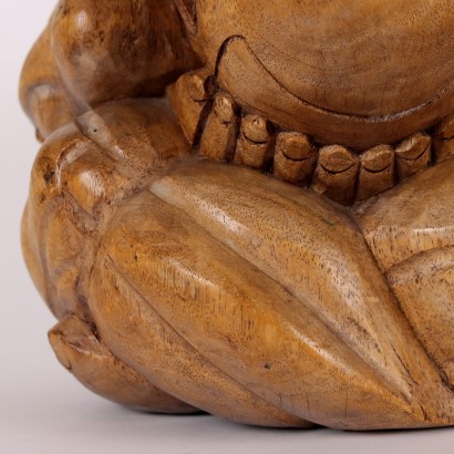 Sculpture en bois de Bouddha pleureur