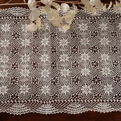 Antique Textile Stripe Crochet Cotton Italy XX Century