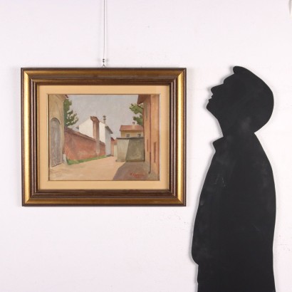 Painting by Primo Carena,Village street,Primo Carena,Primo Carena,Primo Carena,Primo Carena,Primo Carena