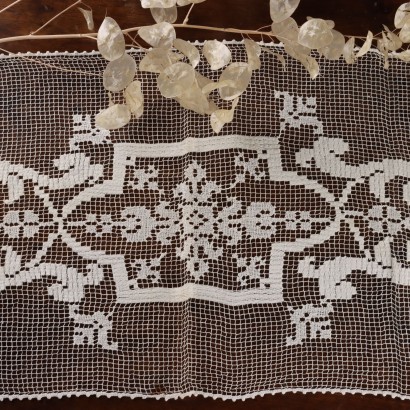 Antique Doily Filet Stitch Cotton Italy XX Century