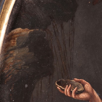 Paar Gemälde auf Schiefer, die reuige Magdalena und der heilige Johannes