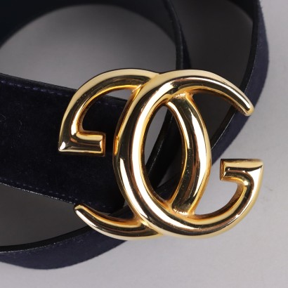 Ceinture Gucci Vintage en Suede Bleu Italie des Annees 70