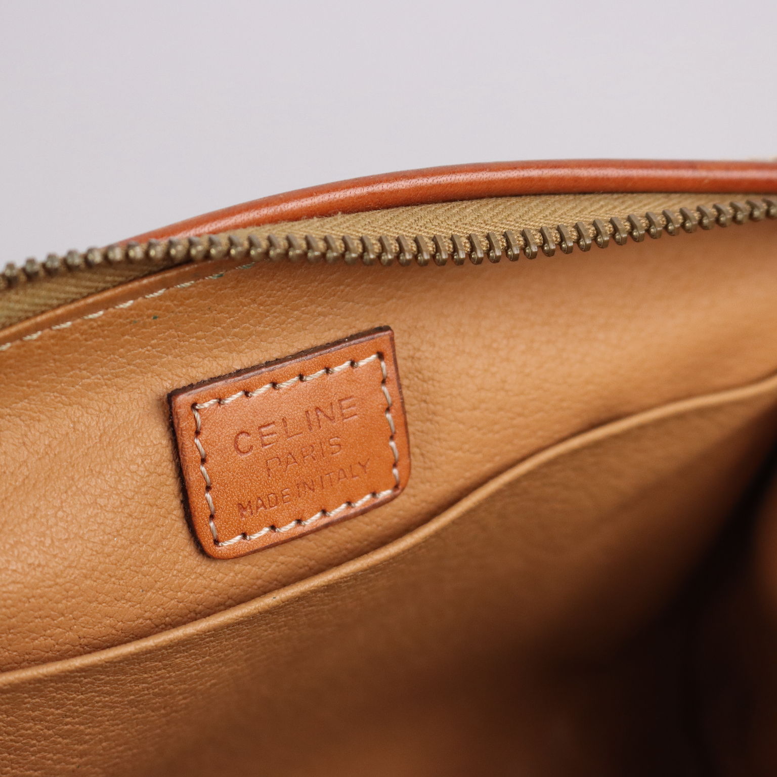 Vintage Celine Handbag Leather Brown Canvas France
