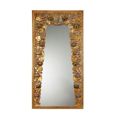 Miroir Ancien en Style Asiatique Bois Doré Italie XXe Siècle