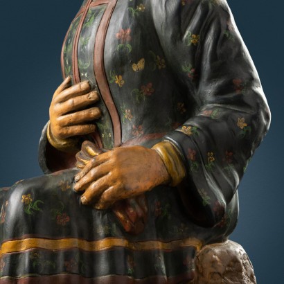 Magot statue in terracotta,Magot in Polychrome Terracotta