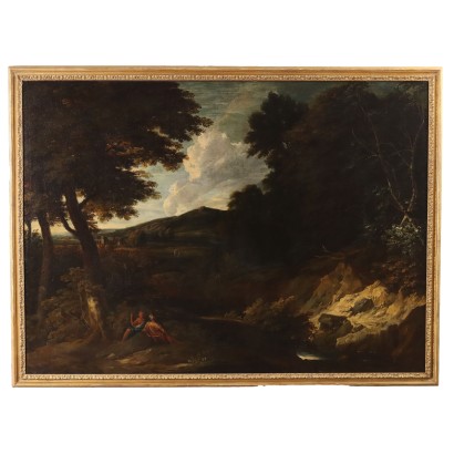 Antikes Gemälde Landschaft Öl auf Leinwand des XVII Jhs