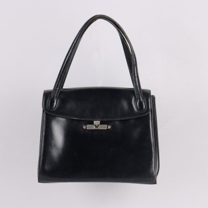 Sac Hermès Vintage en Cuir Noir France Années 50-60