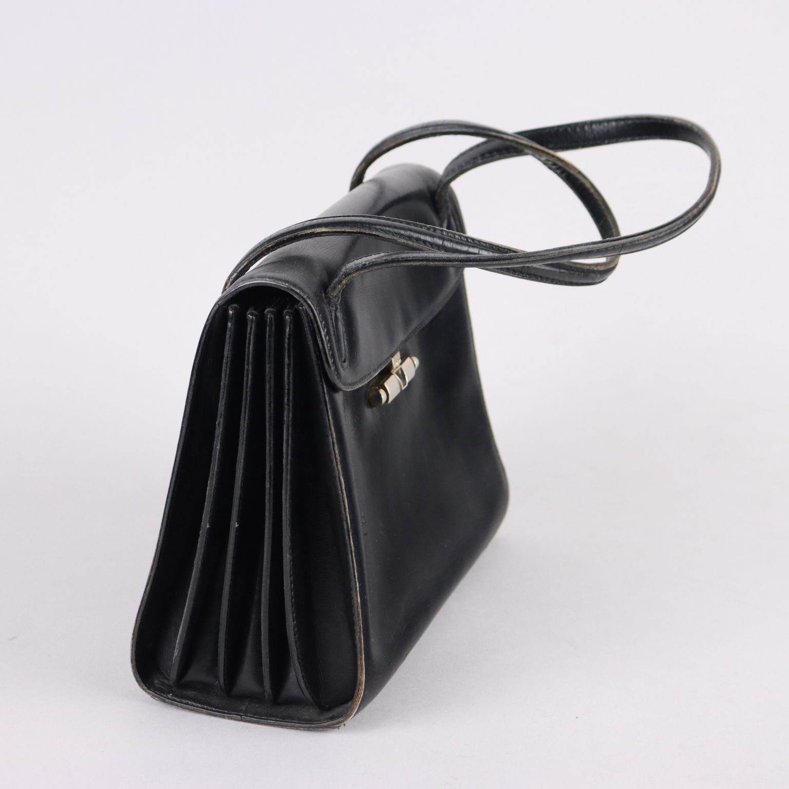 Vintage 1950s-60s Hermès Bag Black Leather France