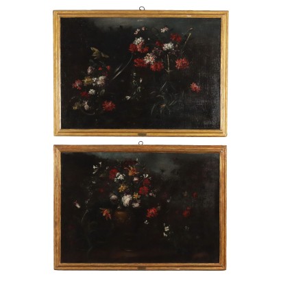 Coppia di Dipinti Nature morte con Fiori