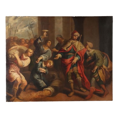 Tableau Ancien avec Sujét Sacré Huile sur Toile XVIIe Siècle