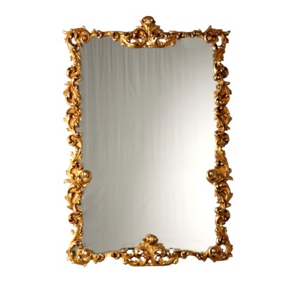 Miroir Ancien en Style Cadre en Bois Gravé Italie XXe Siècle