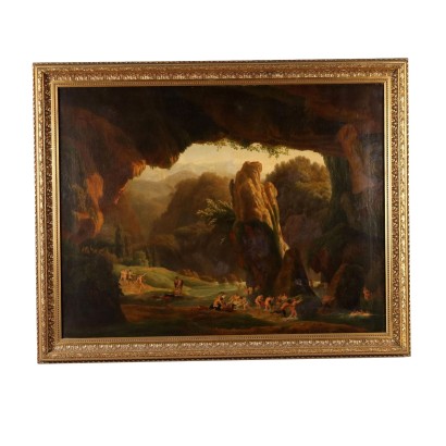 Tableau Ancien Sujét Mythologique Huile sur Toile XIXe Siècle