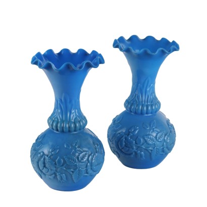 Paire de vases en verre de lait