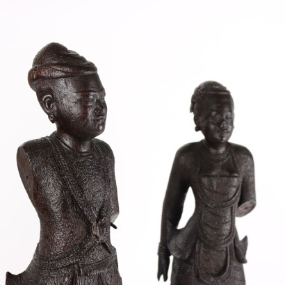 Paar burmesische Holzfiguren
