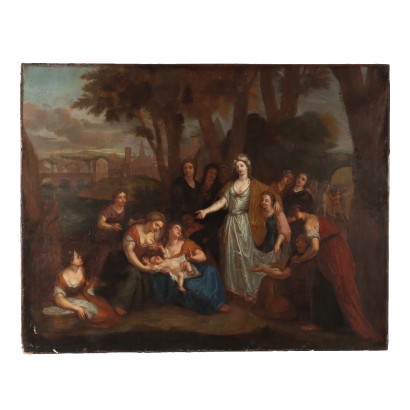 Tableau Ancien Sujét Sacré Huile sur Toile du XVIIIe Siècle