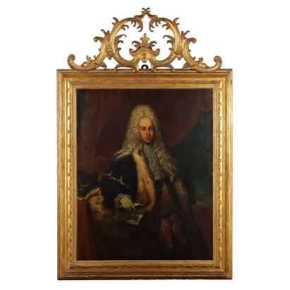 Antique Painting with Portrait of a Nobleman Oil on Canvas '700