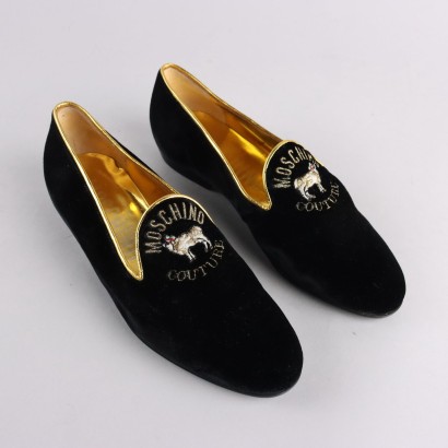 Mocassins Second Hand Moschino en Velours Noir P. 39 Italie