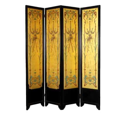 Antique Art Nouveau Screen Ebonized Wood Italy XX Century