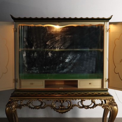 CONSOLA LACADA, Mueble bar estilo chinoiserie