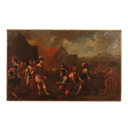 Tableau Ancien avec Sujét Historique Huile sur Toile '600-'700