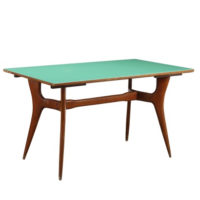 Table Vintage en Hêtre et Verre Italie Années 1950-1960