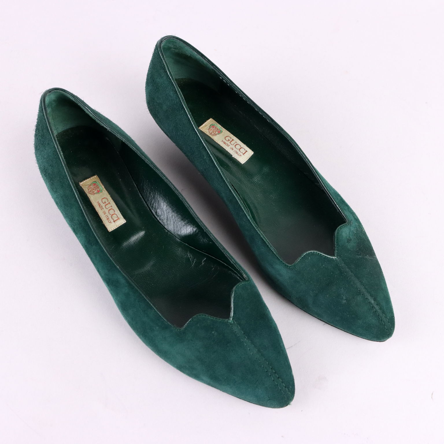 Ballerine Gucci Vintage Pelle Scamosciata Verde N. 39 5 Anni 80 90