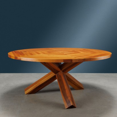 Vintage Table La Rotonda by Cassina Walnut Italy 1980s