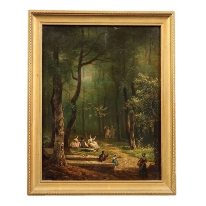 Tableau Ancien Paysage Huile sur Panneau Dur du XIXe Siècle