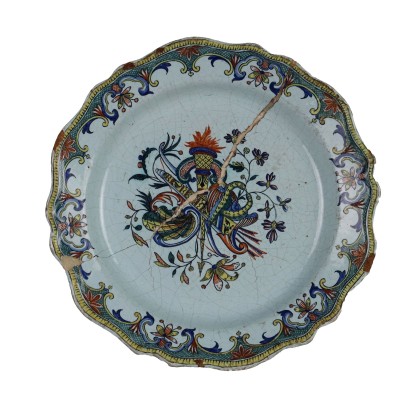 Piatto in Maiolica Rouen