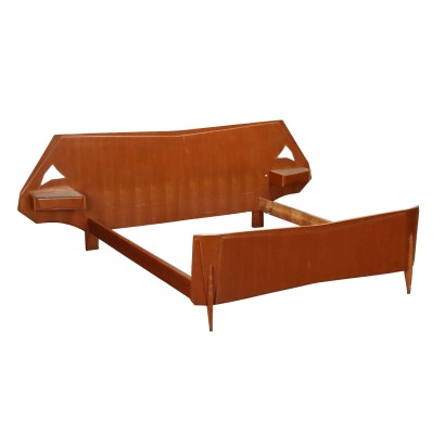 Vintage 1960s Double Bed Teak Veneer Italy