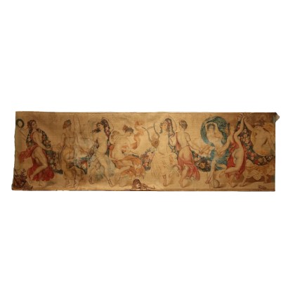 Grande Tapisserie Ancienne avec Sujét Mythologique XIXe-XXe Siècle