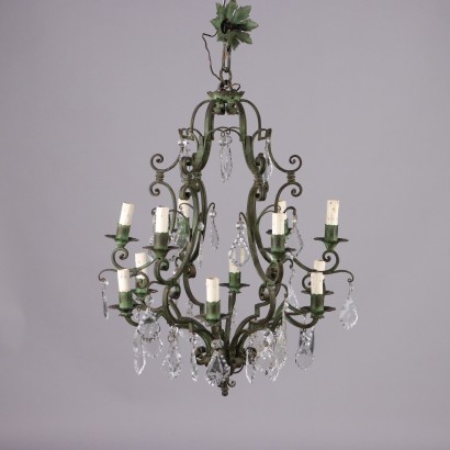 Antique Chandelier Painted Iron Italy XX Century