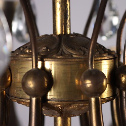 Chandelier, Brass and Crystal Chandelier