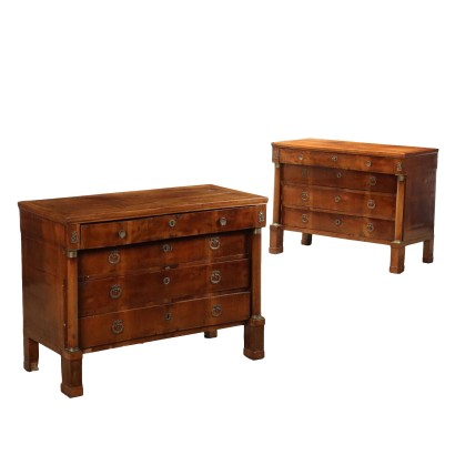 Pair of Antique Empire Chests of Drawers Walnut Italy XIX Century