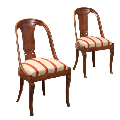 Pair of Antique Louis Philippe Chairs Walnut XIX Century
