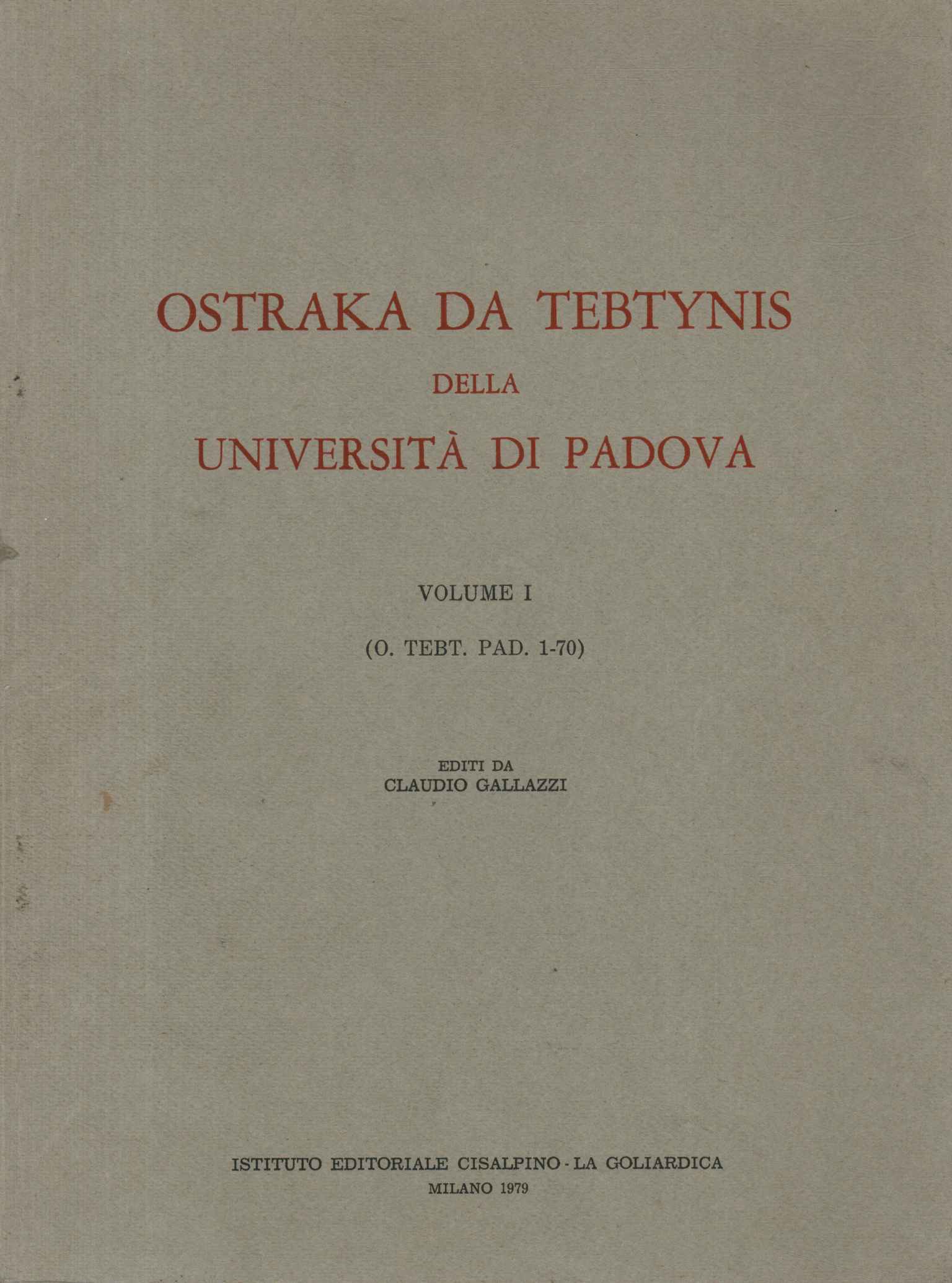 Ostraka de Tebtynis. Volumen 1, Ostraka de Tebtynis (Volumen 1)