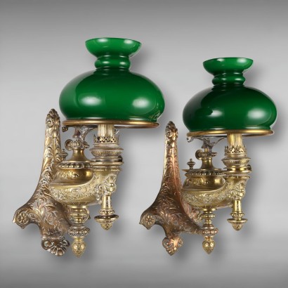 Pair of Wild & Wessel Berlin Oil Wall Lamps