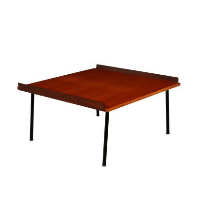 Vintage 1960s Isa Coffee Table Teak Veneer Metal Italy