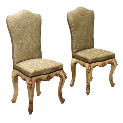 Paar Antike Stühle im Barockstil Holz Italien des XIX Jhs