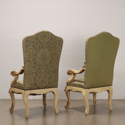 Pair of Eclectic Lacquered Armchairs
